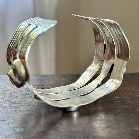 Beautiful Abstract Wide Sterling Silver Cuff Bracelet - Picture 6 of 12